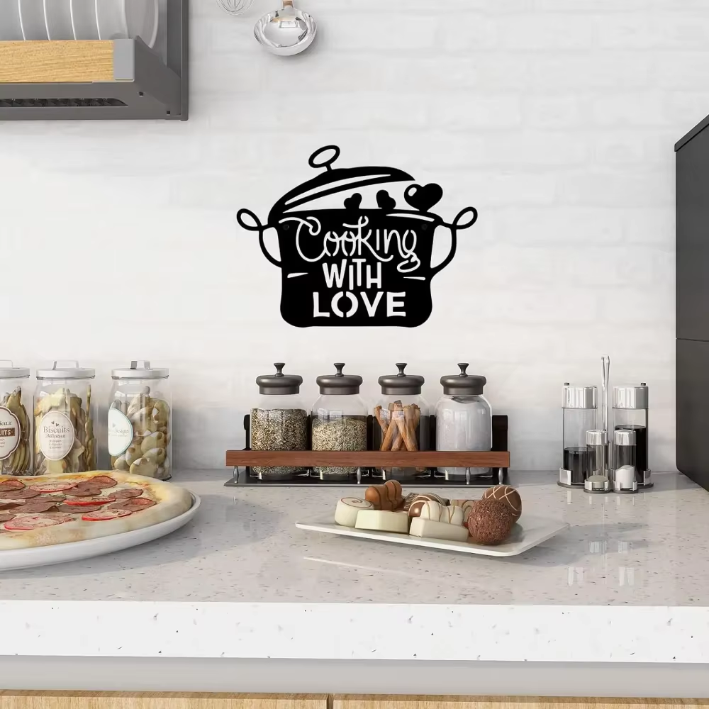 Black Metal Kitchen Pot Sign C - Home Cooking Utensils avaliação e preço