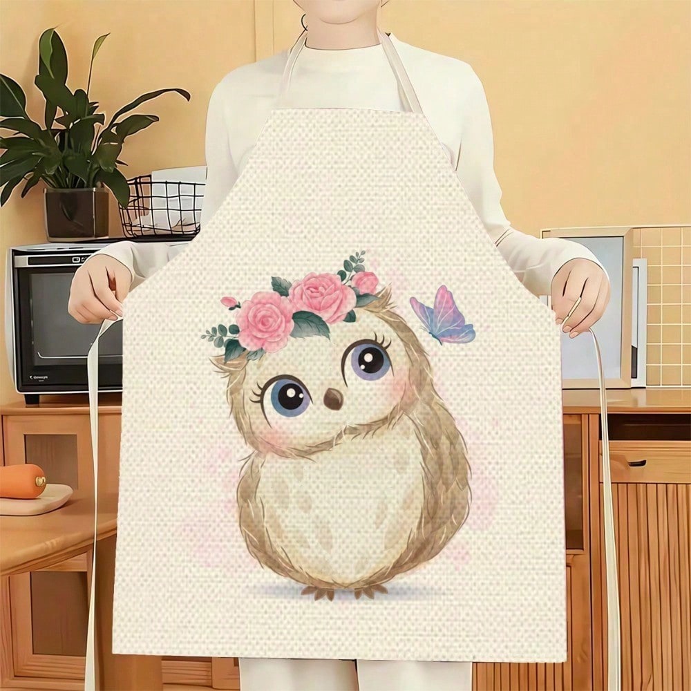 1pc A Cute Owl-Patterned Linen - Home Cooking On avaliação e preço