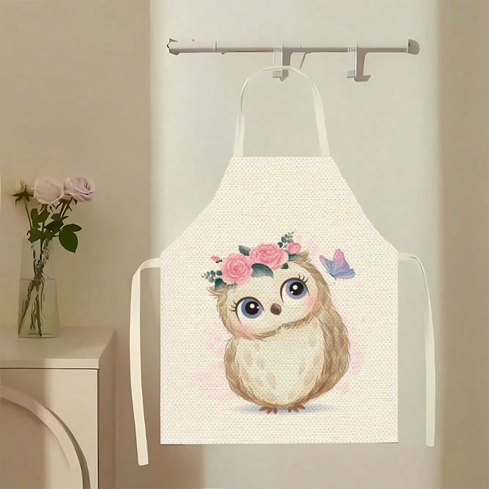 1pc A Cute Owl-Patterned Linen - Home Cooking On avaliação e preço