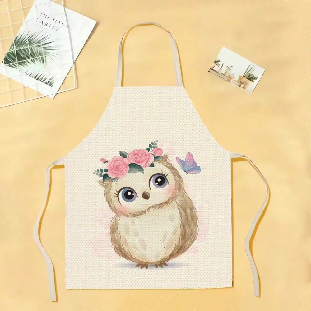 1pc A Cute Owl-Patterned Linen - Home Cooking On avaliação e preço