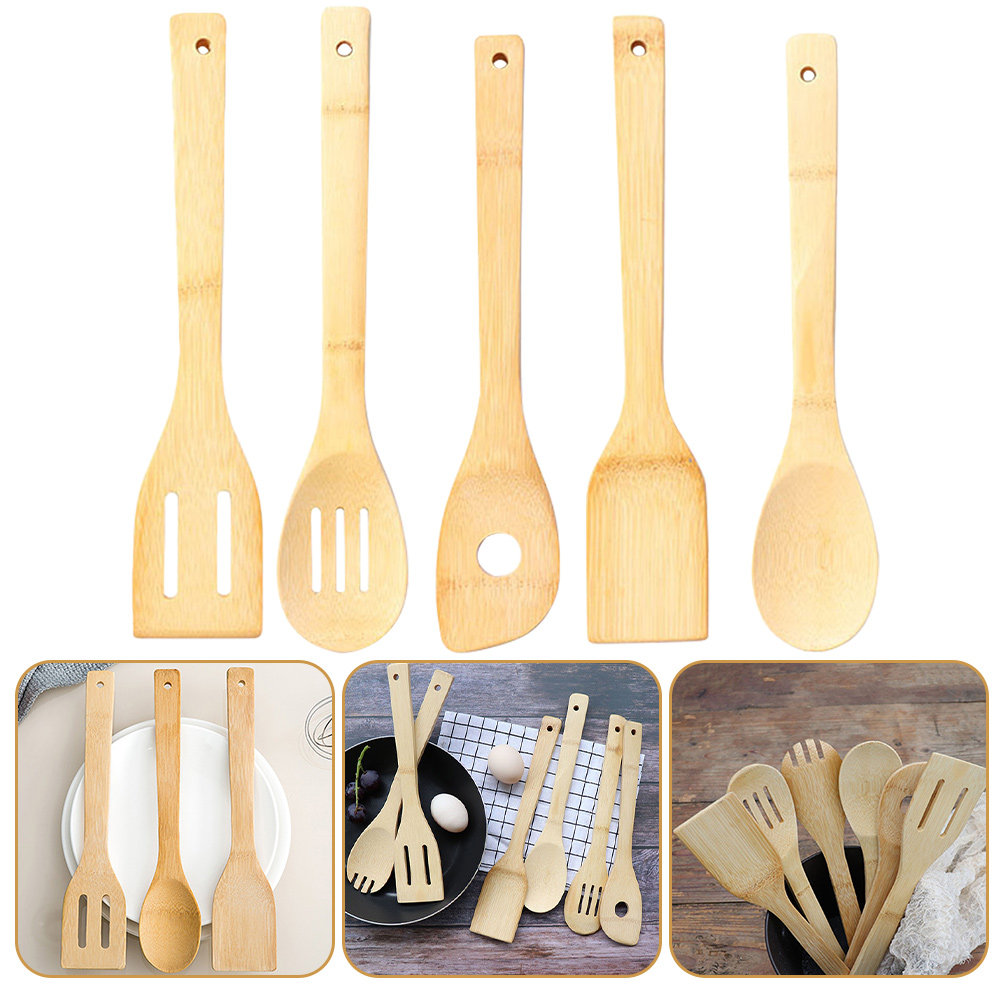 5Pcs Bamboo Cooking Utensil Se - Home Cooking Utensils avaliação e preço