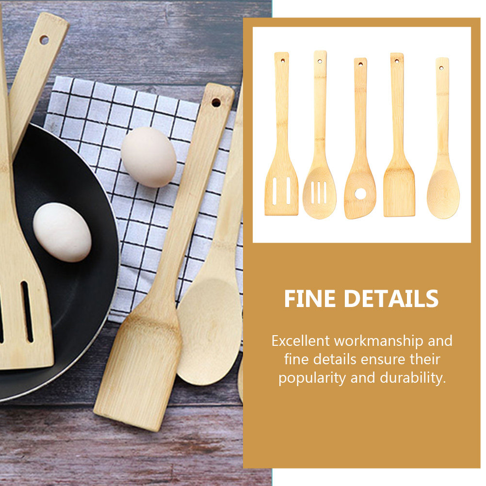 5Pcs Bamboo Cooking Utensil Se - Home Cooking Utensils avaliação e preço