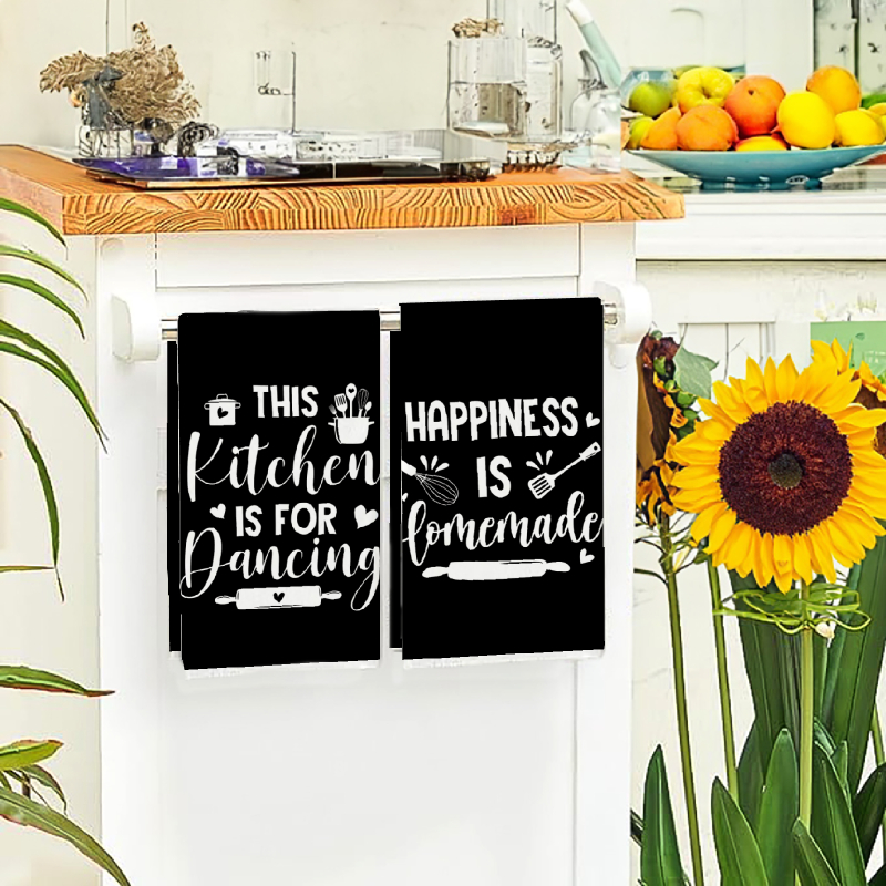 2Pcs, Kitchen Towels with Fun  - Home Cooking On avaliação e preço