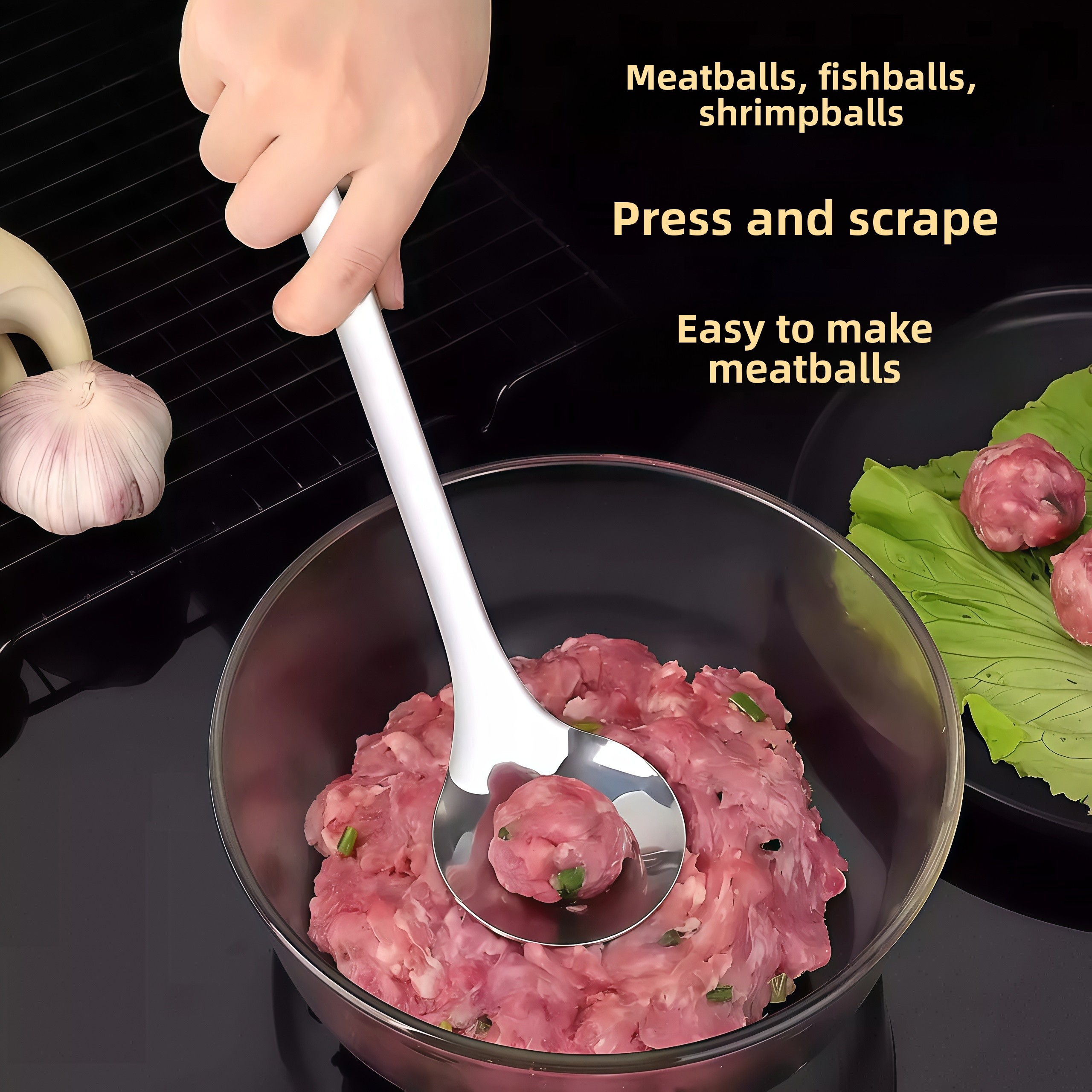 Stainless Steel Meatball Spoon - Home Cooking Utensils avaliação e preço